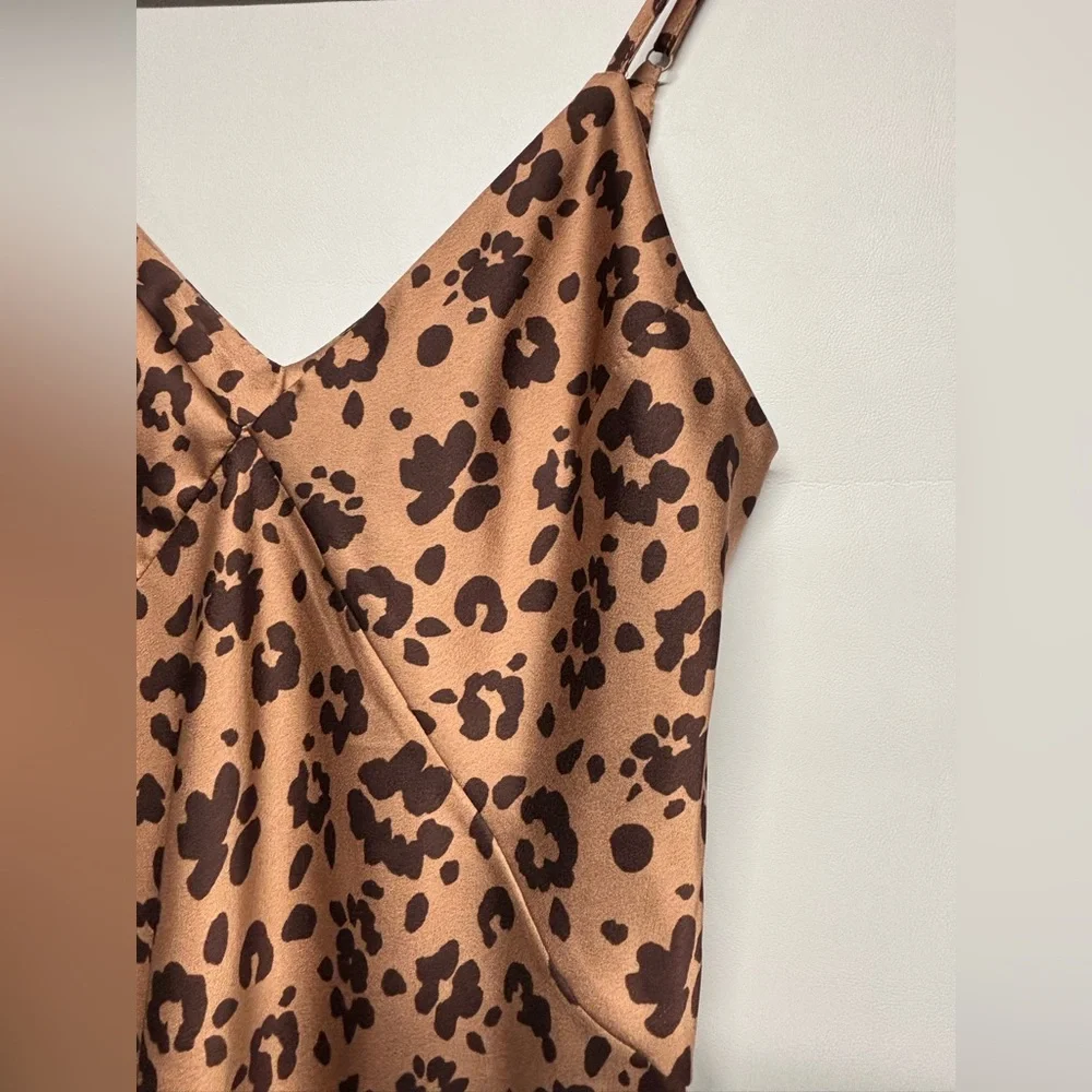 ✨A New Day Leopard Print Satin Slip Dress Size XS